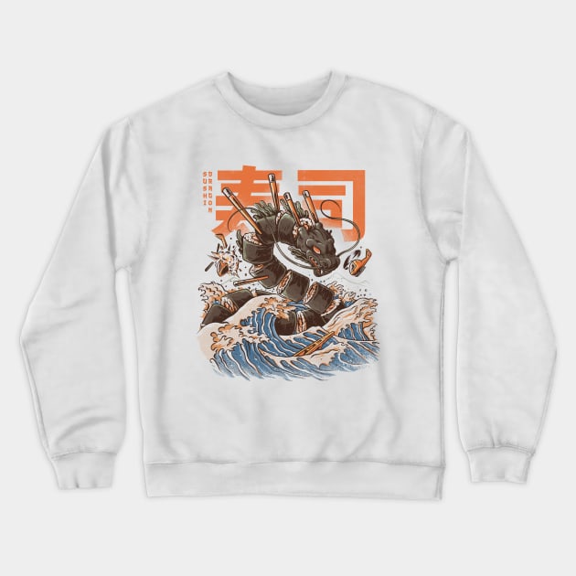 Great Sushi Dragon - Great Wave Crewneck Sweatshirt by Ilustrata